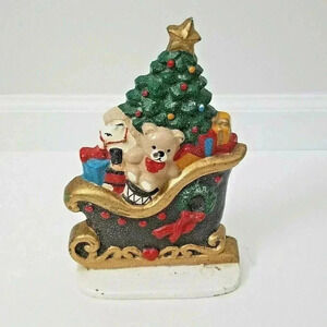 Vintage Painted Cast Iron Doorstop Santa's Sled